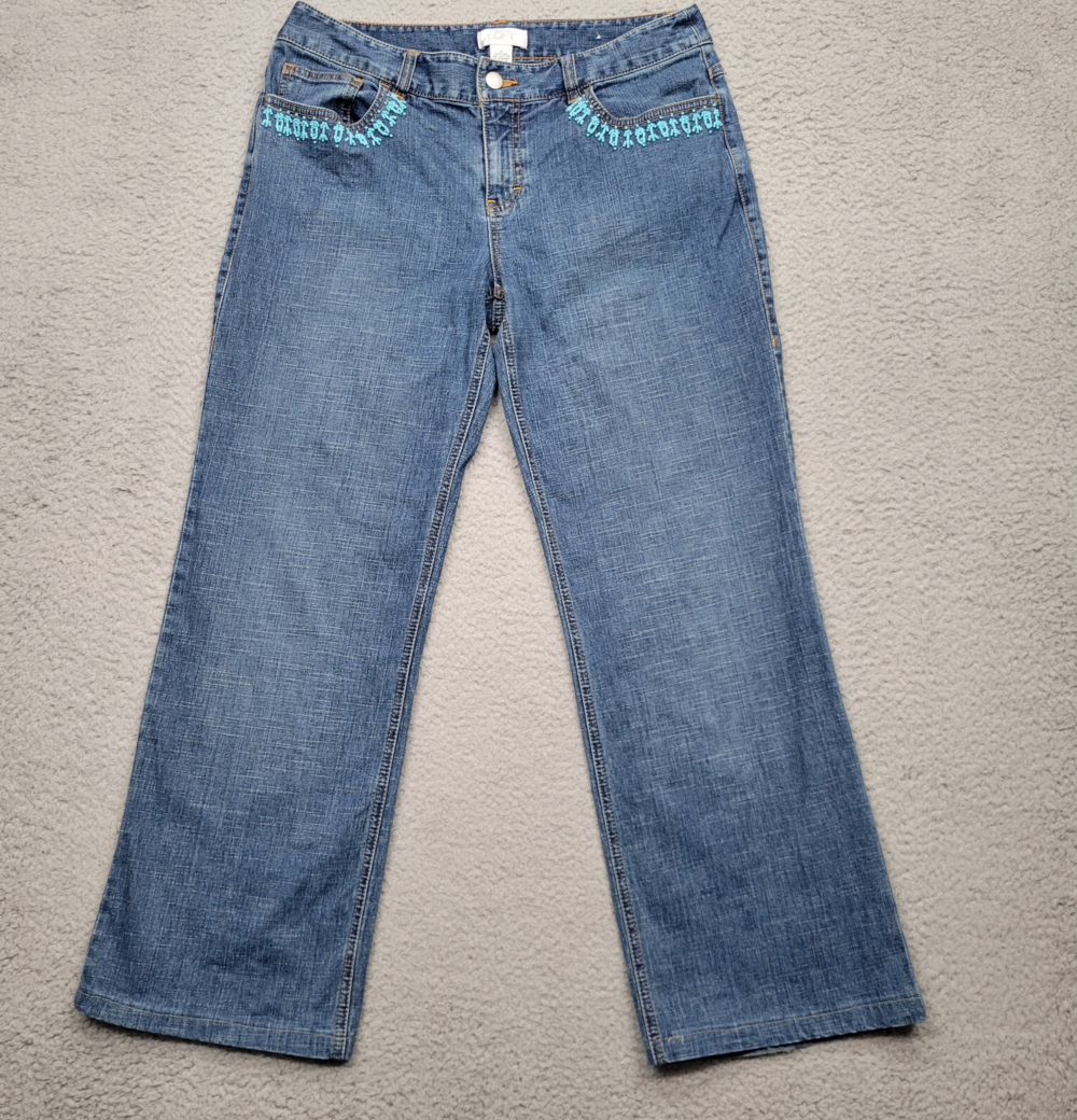 Ann Taylor Loft Jeans Womens 6 Blue Beaded Bootcut 29x26*